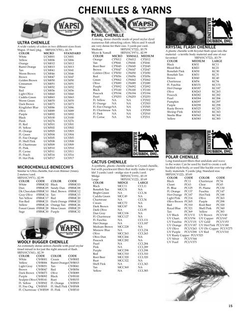 Uv Polar Chenille Color Chart