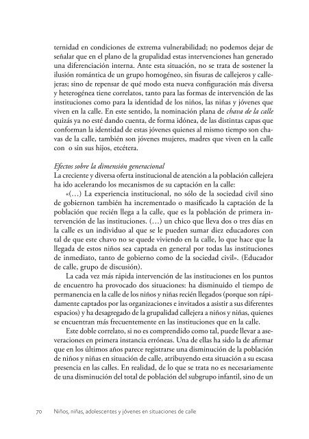 Niños, niñas, adolescentes y jóvenes en situaciones de calle