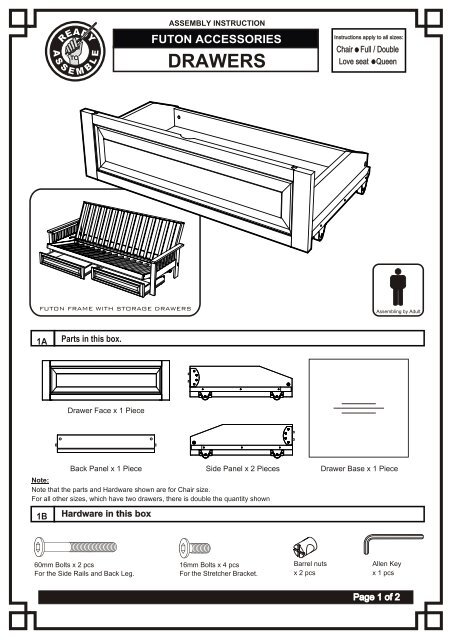 Futon Drawer Cdr Kodiak Furniture