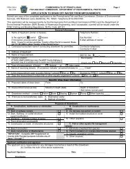 application to draw off water from impoundments - Pennsylvania ...