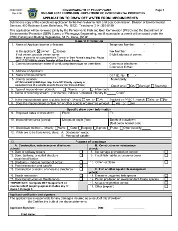 application to draw off water from impoundments - Pennsylvania ...