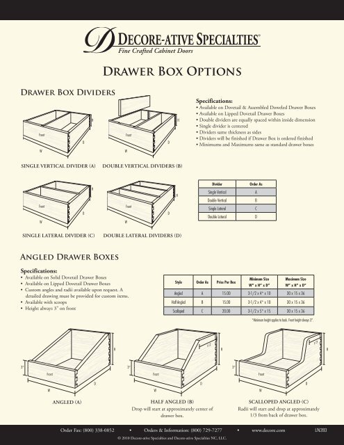 Drawer Box Options - Decore-ative Specialties