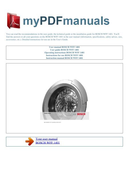 User manual BOSCH WFF 1401 - MY PDF MANUALS