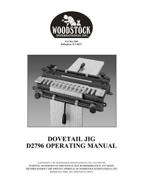 Dovetail jig d2796 operating manual