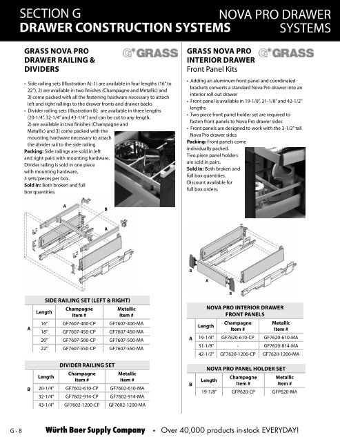 section g - drawer construction systems - Baer Supply Company