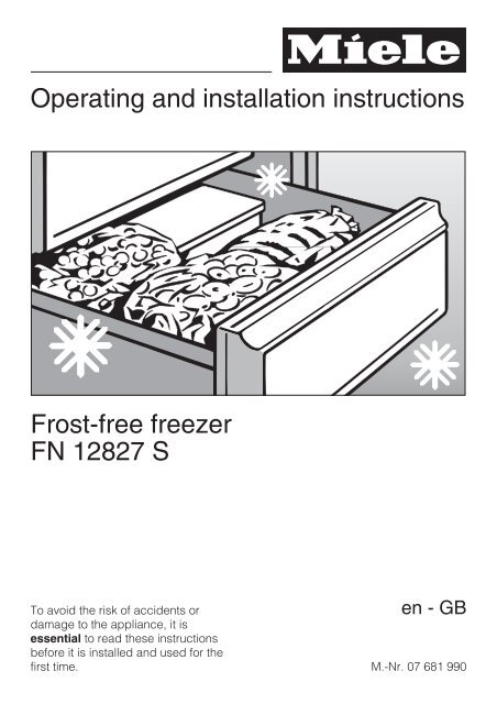 Operating and installation instructions Frost-free freezer FN ... - Miele