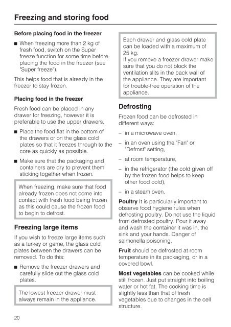 Operating and installation instructions Frost-free freezer FN ... - Miele