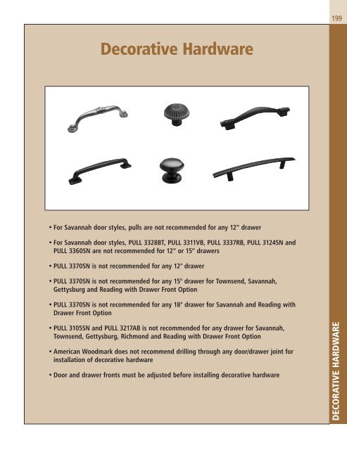 Spec Section Decorative Hardware