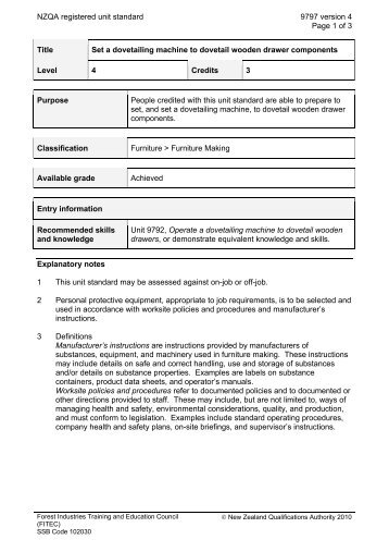 NZQA registered unit standard 9797 version 4 Page 1 of 3 Title Set a ...