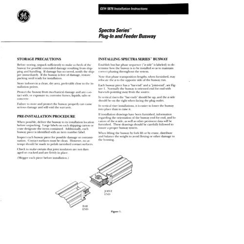 Spectra Series PlugIn and Feeder Busway GE Industrial Systems