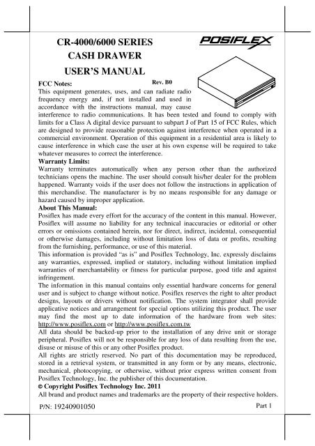 Cash Drawer Posiflex Cr4000 - Wiring Diagram And Schematics