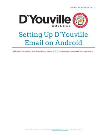 E-mail set up for Android (PDF) - D'Youville College