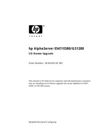 hp AlphaServer ES47/ES80/GS1280 I/O Drawer - FTP Directory ...