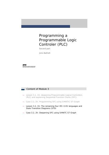 Programming a Programmable Logic Controler (PLC)