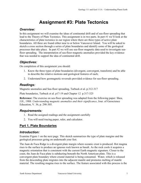 Assignment 3 Plate Tectonics Web Mala Bc Ca Vancouver Island