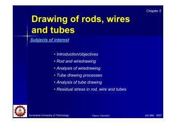 Drawing of rods, wires and tubes