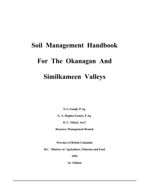 Soil Management Handbook - Ministry of Agriculture and Lands
