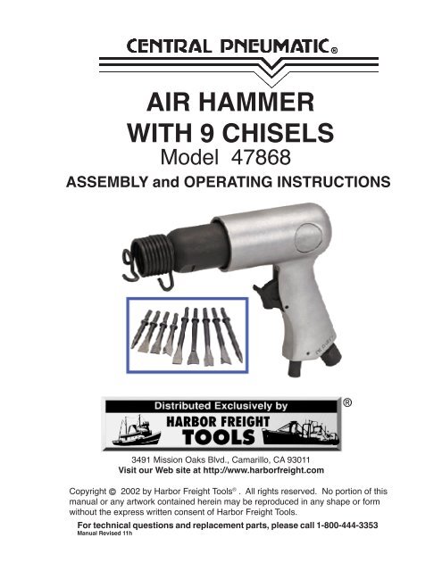 AIR HAMMER WITH 9 CHISELS - Harbor Freight Tools