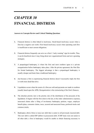 CHAPTER 30 FINANCIAL DISTRESS