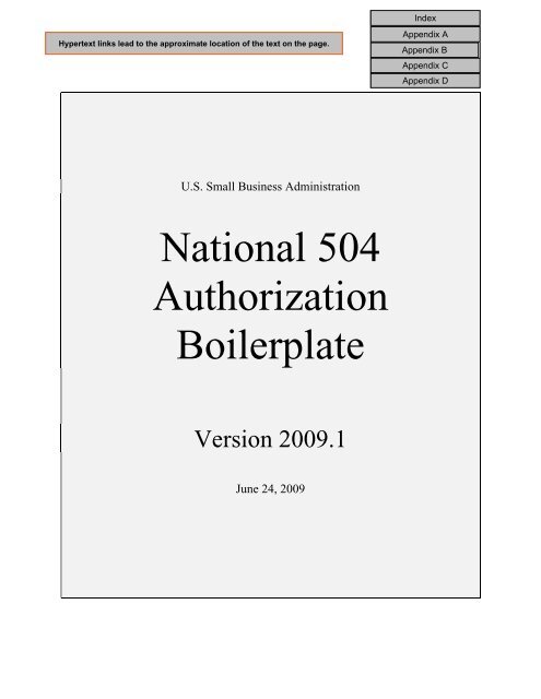 National 504 Authorization Boilerplate - SBA.gov