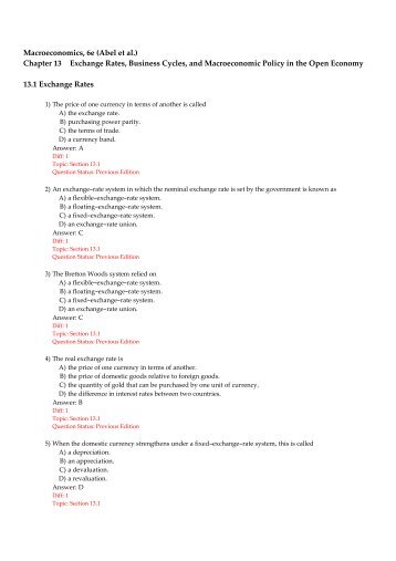 Macroeconomics, 6e (Abel et al.) Chapter 13 Exchange Rates ...