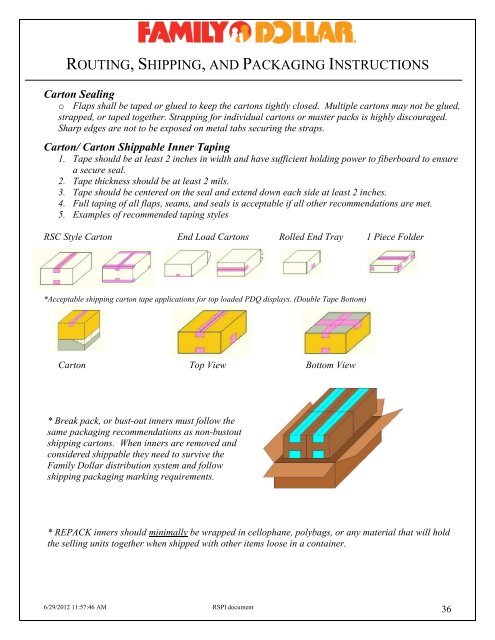 Routing, Shipping and Packaging Instructions - Family Dollar ...