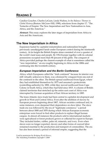 The New Imperialism in Africa