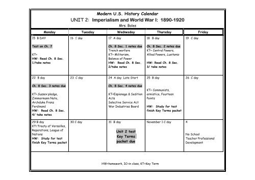 UNIT 2: Imperialism and World War I: 1890-1920