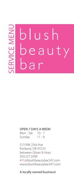 SERVICE MENU - Blush Beauty Bar