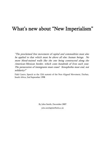 What's new about “New Imperialism” - School of Social Sciences