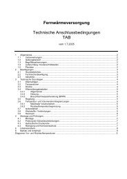 Fernwärmeversorgung Technische Anschlussbedingungen TAB