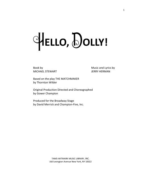Hello, Dolly! Libretto