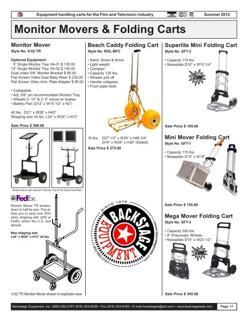 Prop Carts - Backstage Equipment