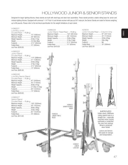 click here to view & download the full - Matthews Studio Equipment