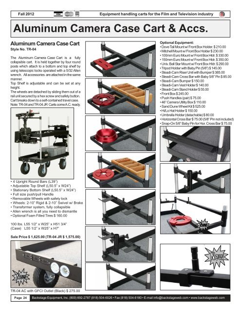 Catalog Fall 2012 2nd Edition.pmd - Backstage Equipment