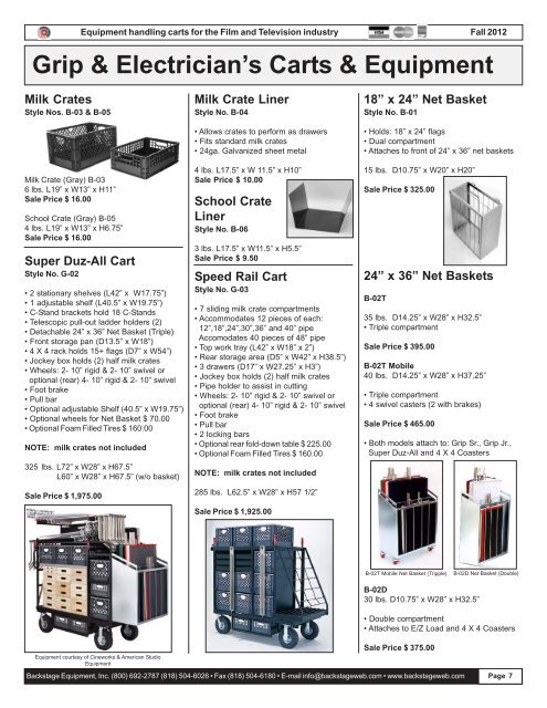 Catalog Fall 2012 2nd Edition.pmd - Backstage Equipment