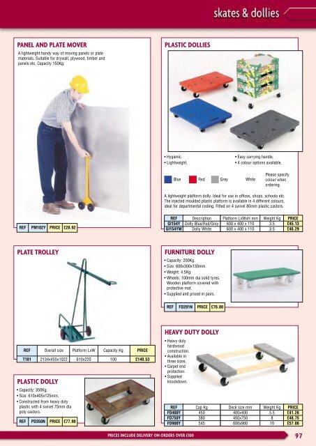 Transport dollies - for 1 gas cylinder, weight 11 kg, Ø 300 mm, with tool  bin