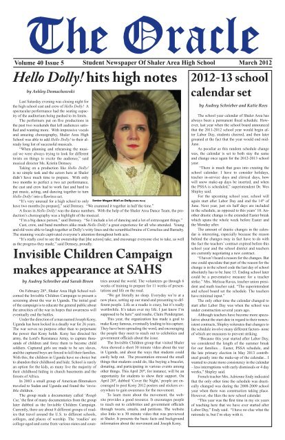 Hello Dolly Hits High Notes Shaler Area School District Shaler Area School Calendar