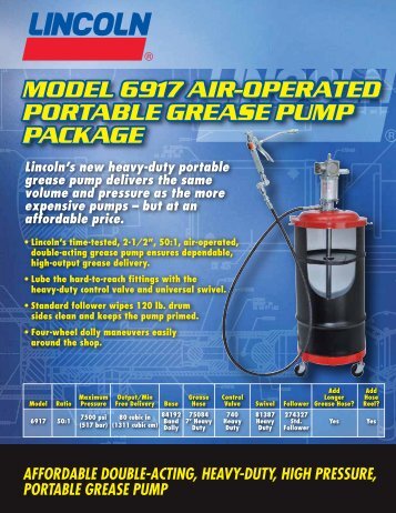 Model 6917 air-operated portable grease pump - Lincoln Industrial