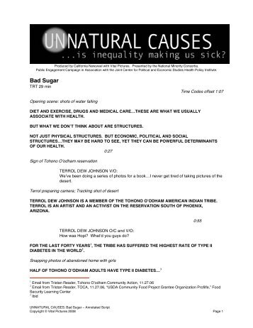 Bad Sugar - Transcript with Citations (pdf) - Unnatural Causes