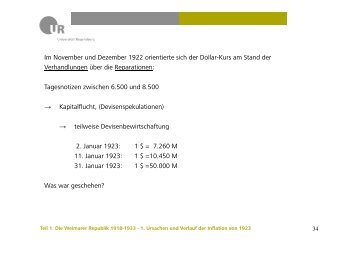 Im November und Dezember 1922 orientierte sich der Dollar-Kurs ...
