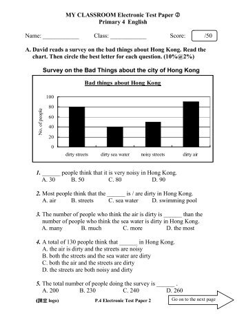 MY CLASSROOM Electronic Test Paper ② Primary 4 English Name ...