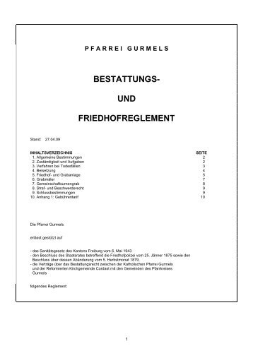 BESTATTUNGS- UND FRIEDHOFREGLEMENT - Pfarrei Gurmels