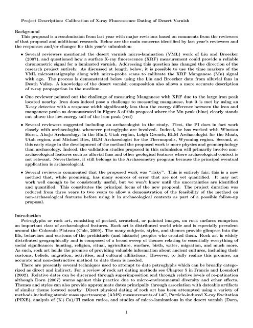 Calibation of XRF Dating of Desert Varnish - Inside Mines ...