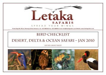 Bird checklist Desert, delta & ocean safari – jan 2010 - Birding Safaris