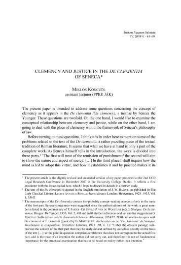 clemency and justice in the de clementia of seneca - PPKE JÁK - IAS