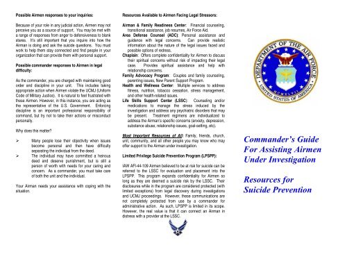 Commander's Guide For Assisting Airmen Under Investigation ...