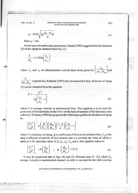 DESIGN OF RIPRAP FOR PROTECTION AGAINST. SCOUR ...