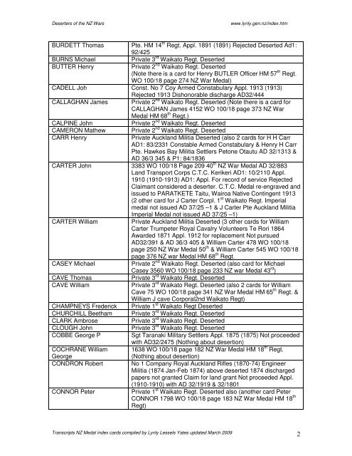 Transcripts New Zealand Medal Index Cards