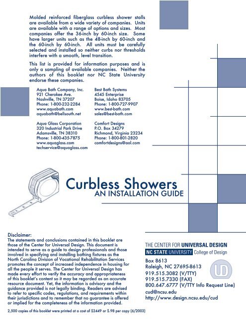 Curbless Showers - North Carolina State University